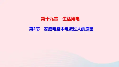 九年级物理全册第十九章生活用电第2节家庭电路中电流过大的原因作业课件新版新人教版