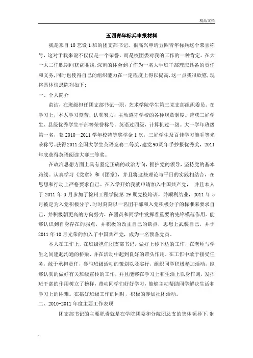 魅力团支书申请书