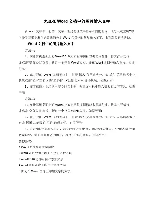 怎么在Word文档中的图片输入文字