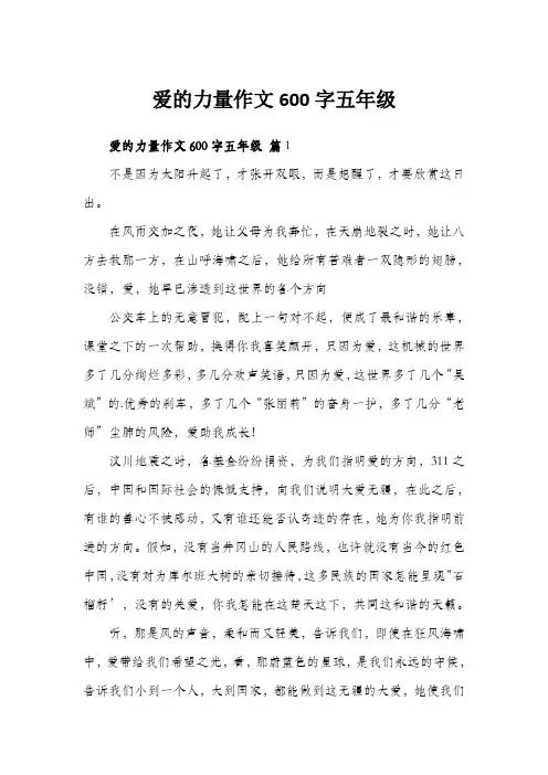 爱的力量作文600字五年级