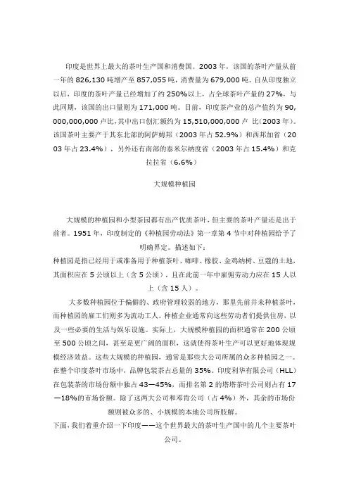 印度主要茶叶公司概况