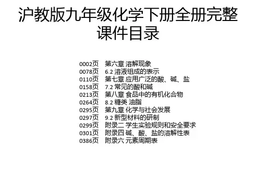 沪教版九年级化学下册全册完整课件
