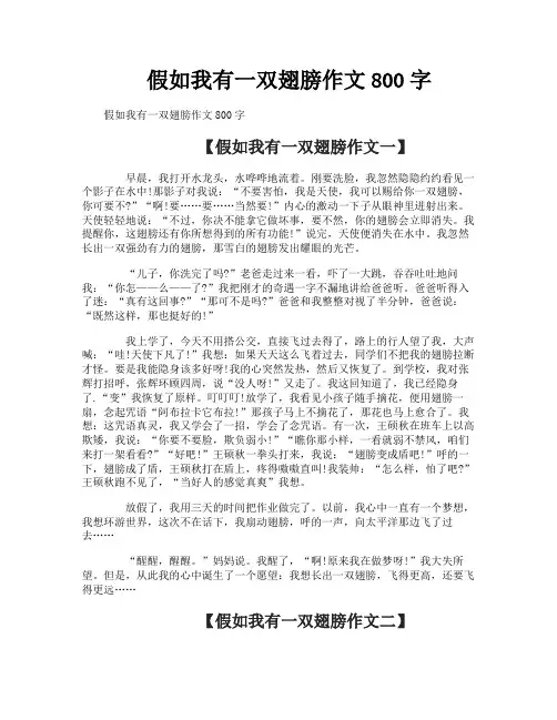 假如我有一双翅膀作文800字