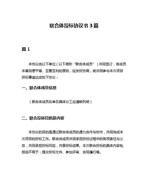联合体投标协议书3篇