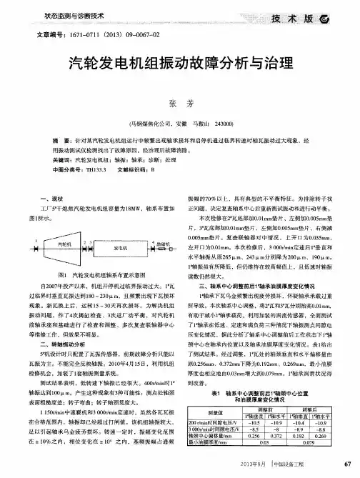 汽轮发电机组振动故障分析与治理