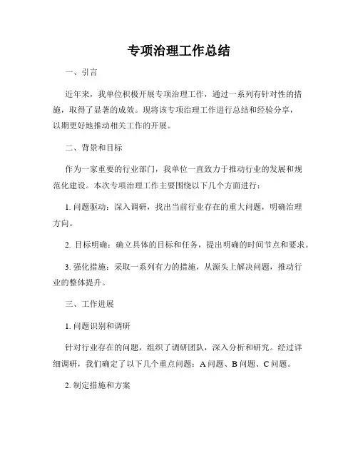 专项治理工作总结