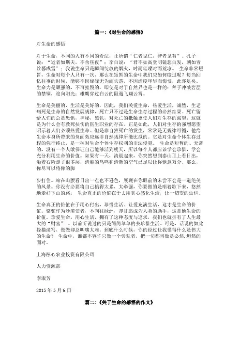 对生命的感悟和理解作文