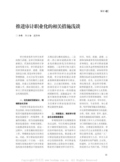 推进审计职业化的相关措施浅谈