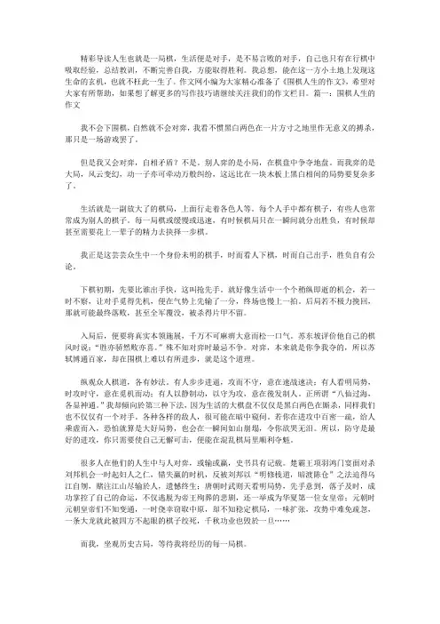 围棋人生的作文
