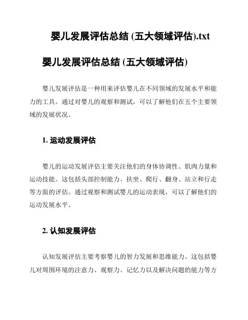 婴儿发展评估总结 (五大领域评估)