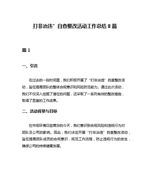 打非治违”自查整改活动工作总结8篇