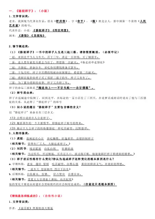名著导读丨《儒林外史》《简·爱》《骆驼祥子》《钢铁是怎样炼成的》知识要点,学会就是高分!