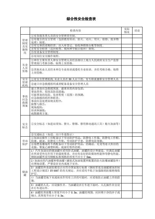 40五类安全检查表