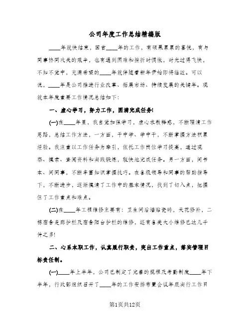 公司年度工作总结精编版（5篇）