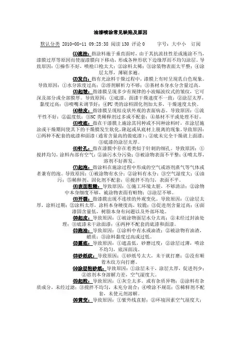 油漆常见缺陷