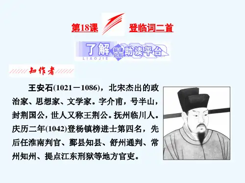 2020_2021学年高中语文第三单元漫步宋词第18课登临词二首课件粤教版选修唐诗宋词元散曲蚜