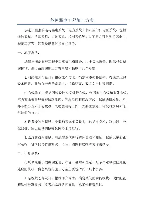 各种弱电工程施工方案