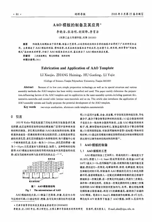AAO模板的制备及其应用