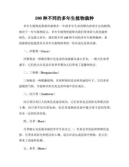 100种不同的多年生植物栽种
