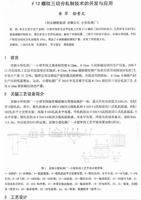 ∮12螺纹三切分轧制技术的开发与应用