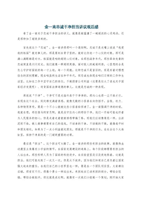 金一南忠诚干净担当讲议观后感