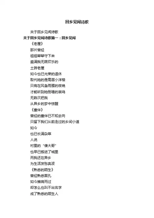 关于回乡见闻诗歌