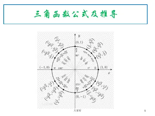 人教高中数学必修四 第一章 三角函数公式及推导