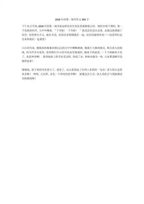 2019年的第一场雪作文350字高分作文