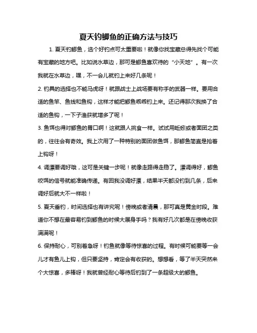 夏天钓鲫鱼的正确方法与技巧