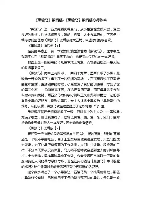 《黑骏马》读后感-《黑骏马》读后感心得体会