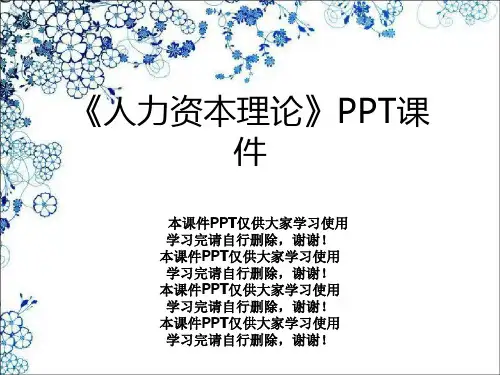 《人力资本理论》PPT课件
