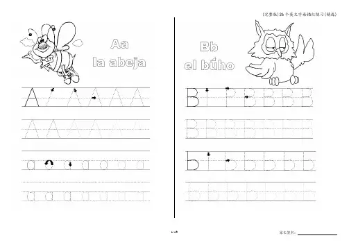 (完整版)26个英文字母描红练习(精选)