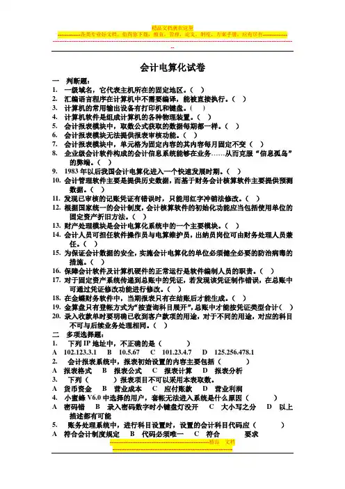 2011会计电算化试卷