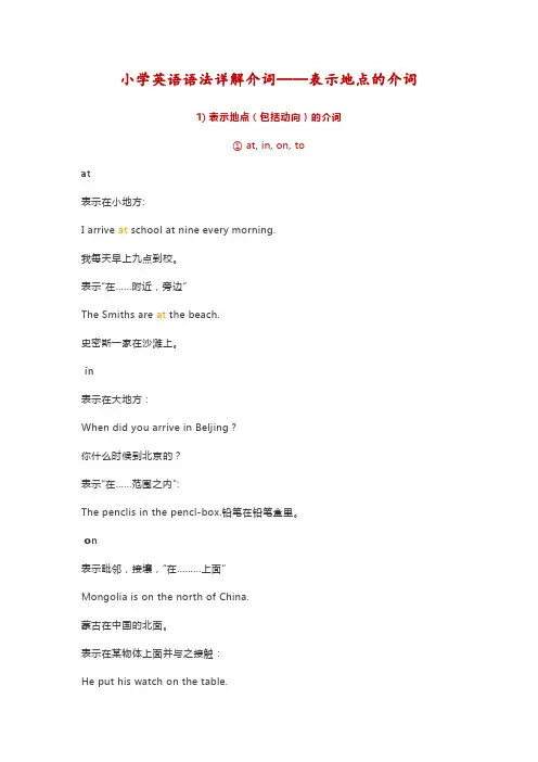 小学英语语法详解---介词(表示地点的介词)