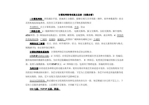 计算机网络考试知识点超强总结
