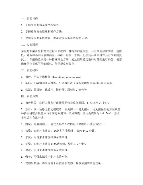 细菌芽孢染色实验报告
