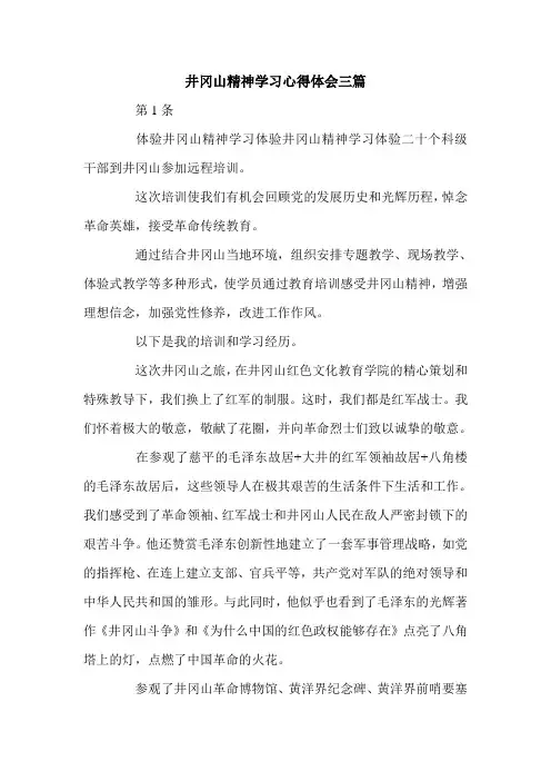井冈山精神学习心得体会三篇.doc