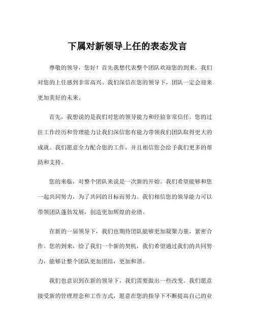 下属对新领导上任的表态发言