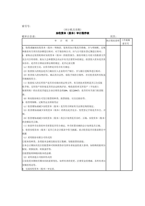 审计程序表最新(doc 175个)66