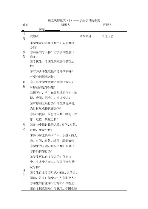 课堂观察量表