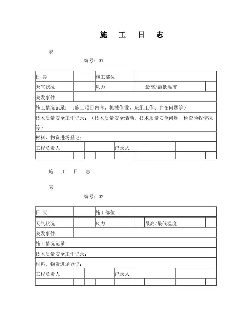 施工日志空白表格