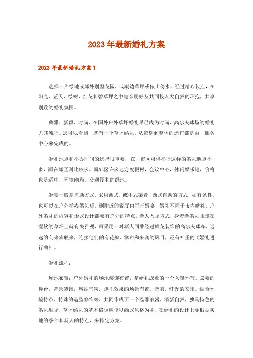 2023年最新婚礼方案