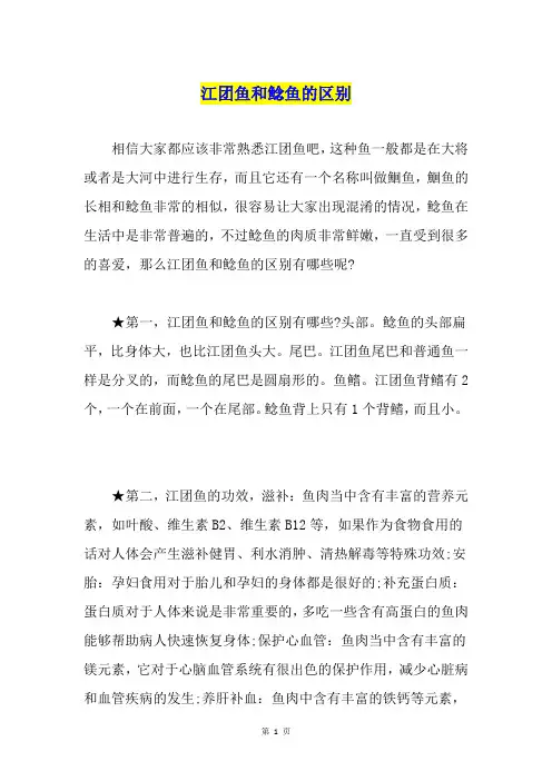 江团鱼和鲶鱼的区别