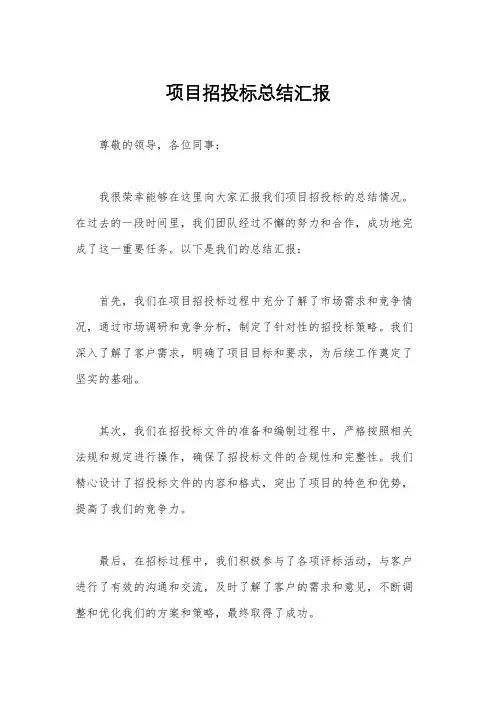 项目招投标总结汇报