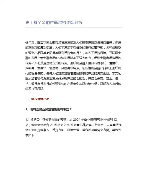 史上最全金融产品架构详细分析