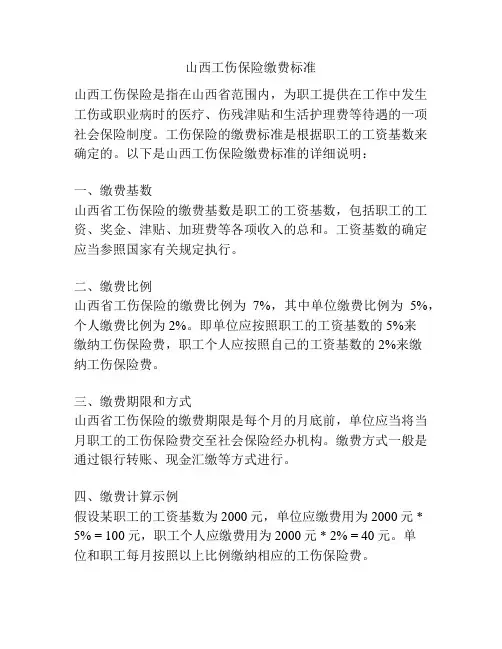 山西工伤保险缴费标准