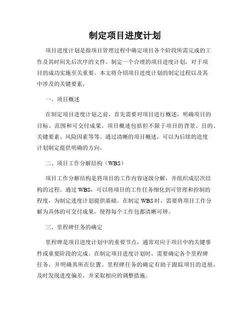 制定项目进度计划