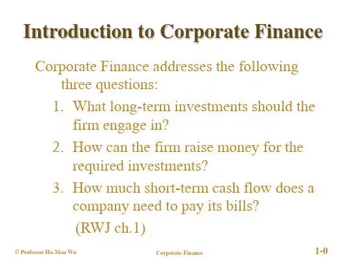公司理财讲义1巫和懋.ppt