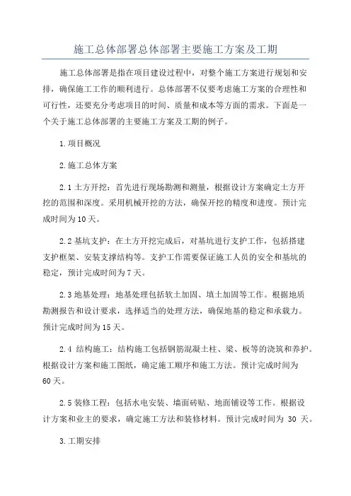 施工总体部署总体部署主要施工方案及工期