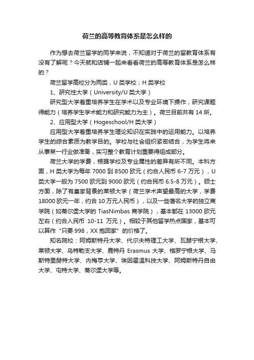 荷兰的高等教育体系是怎么样的